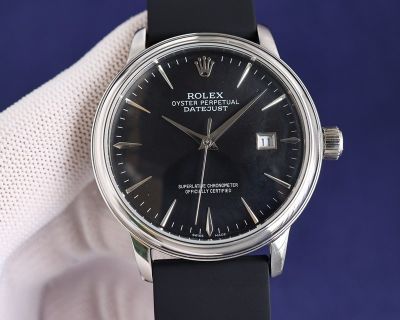 Rolex Datejust 8215 Movement Black/White Sticks 40mm 316L Steel Rubber Band Watch